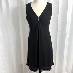 R&K Originals Women's Sleeveless Lined Party Dress Front Rhinestone Detail Black